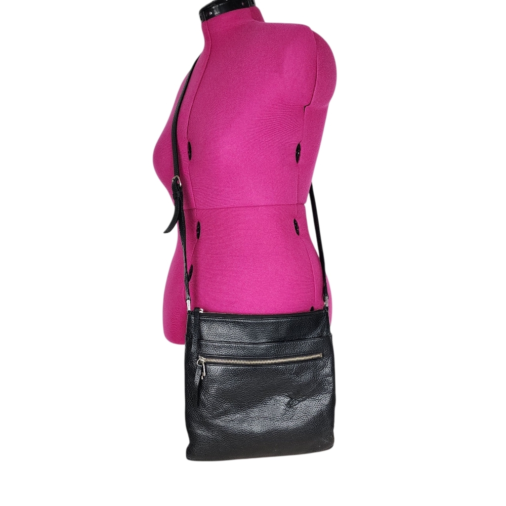 Halogen Black Pebbled Leather Crossbody Bag Purse Handbag Shoulder Bag